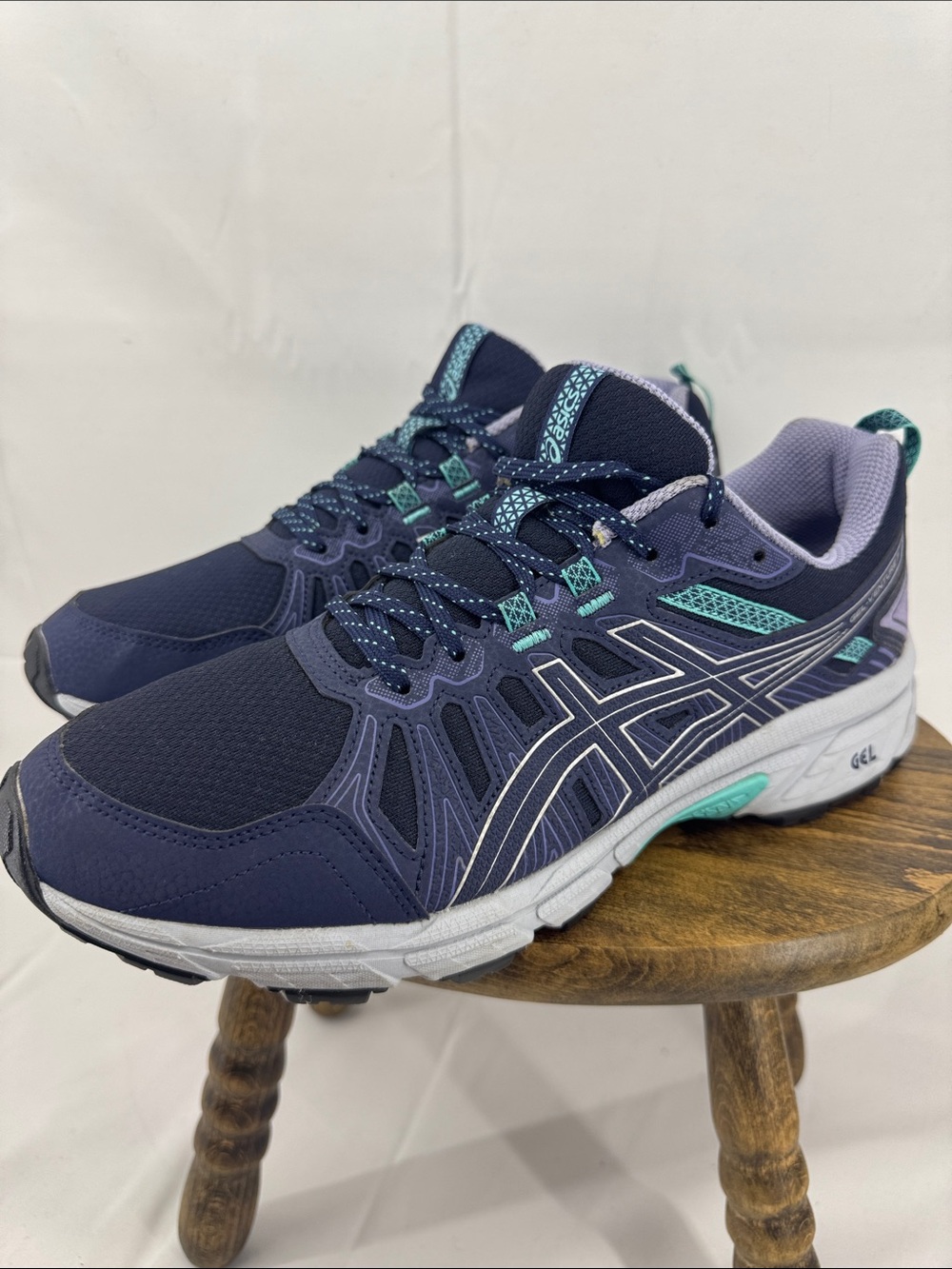 ASICS Womens Gel-Venture 7 Trail Running Shoes, Navy Teal Purple, 11 Wide
